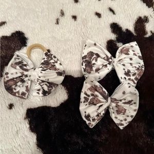 Nylon bow and clip bows cow hide print